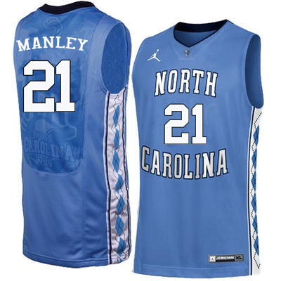 Men #21 Sterling Manley North Carolina Tar Heels College Basketball Jerseys Sale-Blue